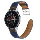 22mm Denim Leather Watch Band(Black A) - 1