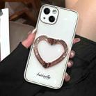 For iPhone 14 Plus Diamond Heart Holder Phone Case(White) - 1