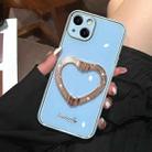 For iPhone 14 Plus Diamond Heart Holder Phone Case(Blue) - 1