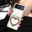 For Samsung Galaxy Z Flip4 5G Diamond Heart Holder Phone Case(White) - 1