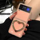 For Samsung Galaxy Z Flip4 5G Diamond Heart Holder Phone Case(Pink) - 1