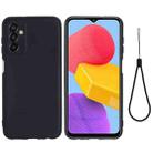 For Samsung Galaxy M13 4G Pure Color Liquid Silicone Shockproof Phone Case(Black) - 1