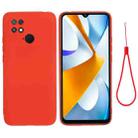 For Xiaomi Poco C40 / Redmi 10 Power / Redmi 10 India Pure Color Liquid Silicone Shockproof Phone Case(Red) - 1