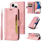 For iPhone 14 Pro BETOPNICE Dual-side Buckle Leather Phone Case(Pink) - 1