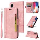 For iPhone X / XS BETOPNICE Dual-side Buckle Leather Phone Case(Pink) - 1