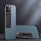 For iPhone 14 Pro Max Frosted Holder Phone Case(Sea Blue Grey) - 1