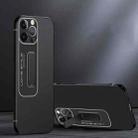 For iPhone 14 Pro Frosted Holder Phone Case(Matte Black) - 1