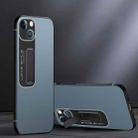 For iPhone 14 Plus Frosted Holder Phone Case(Sea Blue Grey) - 1