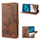 For Motorola Moto G42 Butterfly Embossed Horizontal Flip Leather Phone Case(Brown) - 1