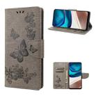 For Motorola Moto G42 Butterfly Embossed Horizontal Flip Leather Phone Case(Grey) - 1