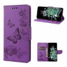 For OnePlus 10T Butterfly Embossed Horizontal Flip Leather Phone Case(Purple) - 1