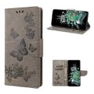 For OnePlus 10T Butterfly Embossed Horizontal Flip Leather Phone Case(Grey) - 1