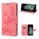 For OnePlus 10T Butterfly Embossed Horizontal Flip Leather Phone Case(Pink) - 1