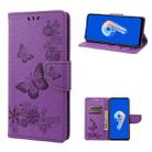 For Asus Zenfone 9 Butterfly Embossed Horizontal Flip Leather Phone Case(Purple) - 1