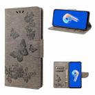 For Asus Zenfone 9 Butterfly Embossed Horizontal Flip Leather Phone Case(Grey) - 1