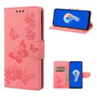 For Asus Zenfone 9 Butterfly Embossed Horizontal Flip Leather Phone Case(Pink) - 1