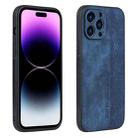 For iPhone 14 Pro AZNS 3D Embossed Skin Feel Phone Case(Sapphire Blue) - 1
