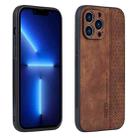 For iPhone 12 Pro AZNS 3D Embossed Skin Feel Phone Case(Brown) - 1