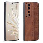 For Honor 70 AZNS 3D Embossed Skin Feel Phone Case(Brown) - 1