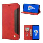 For Asus Zenfone 9 Skin Feel Splicing Leather Phone Case(Red) - 1