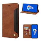 For Asus Zenfone 9 Skin Feel Splicing Leather Phone Case(Brown) - 1