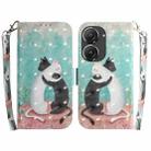 For Asus Zenfone 9 3D Colored Horizontal Flip Leather Phone Case(Black White Cat) - 1