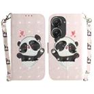 For Asus Zenfone 9 3D Colored Horizontal Flip Leather Phone Case(Heart Panda) - 1