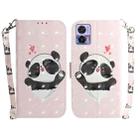 For Motorola Edge 30 Neo/Edge 30 Lite 3D Colored Horizontal Flip Leather Phone Case(Heart Panda) - 1