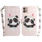 For Motorola Moto G32 3D Colored Horizontal Flip Leather Phone Case(Heart Panda) - 1