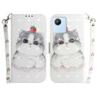 For Realme C30 3D Colored Horizontal Flip Leather Phone Case(Cute Cat) - 1