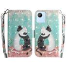 For Realme C30 3D Colored Horizontal Flip Leather Phone Case(Black White Cat) - 1