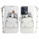 For OPPO Reno8 3D Colored Horizontal Flip Leather Phone Case(Cute Cat) - 1