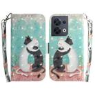 For OPPO Reno8 3D Colored Horizontal Flip Leather Phone Case(Black White Cat) - 1