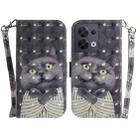 For OPPO Reno8 3D Colored Horizontal Flip Leather Phone Case(Hug Cat) - 1