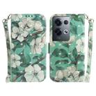 For OPPO Reno 8Pro 3D Colored Horizontal Flip Leather Phone Case(Watercolor Flower) - 1
