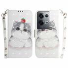 For OPPO Reno8 Pro+ 3D Colored Horizontal Flip Leather Phone Case(Cute Cat) - 1