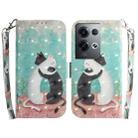 For OPPO Reno8 Pro+ 3D Colored Horizontal Flip Leather Phone Case(Black White Cat) - 1