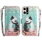 For OPPO Reno7 4G 3D Colored Horizontal Flip Leather Phone Case(Black White Cat) - 1
