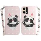 For OPPO Reno7 4G 3D Colored Horizontal Flip Leather Phone Case(Heart Panda) - 1