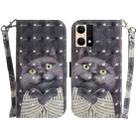 For OPPO Reno7 4G 3D Colored Horizontal Flip Leather Phone Case(Hug Cat) - 1
