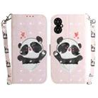 For Xiaomi Poco M4 5G 3D Colored Horizontal Flip Leather Phone Case(Heart Panda) - 1