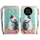 For Honor X9/X9 5G 3D Colored Horizontal Flip Leather Phone Case(Black White Cat) - 1