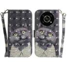 For Honor X9/X9 5G 3D Colored Horizontal Flip Leather Phone Case(Hug Cat) - 1