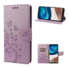 For Motorola Moto G42 Butterfly Flower Pattern Flip Leather Phone Case(Light Purple) - 1