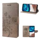 For Motorola Moto G42 Butterfly Flower Pattern Flip Leather Phone Case(Grey) - 1