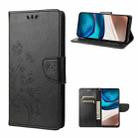 For Motorola Moto G42 Butterfly Flower Pattern Flip Leather Phone Case(Black) - 1