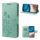 For Motorola Moto G42 Butterfly Flower Pattern Flip Leather Phone Case(Green) - 1