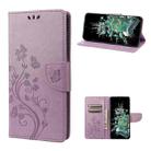 For OnePlus 10T Butterfly Flower Pattern Flip Leather Phone Case(Light Purple) - 1