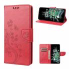 For OnePlus 10T Butterfly Flower Pattern Flip Leather Phone Case(Red) - 1