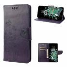 For OnePlus 10T Butterfly Flower Pattern Flip Leather Phone Case(Dark Purple) - 1